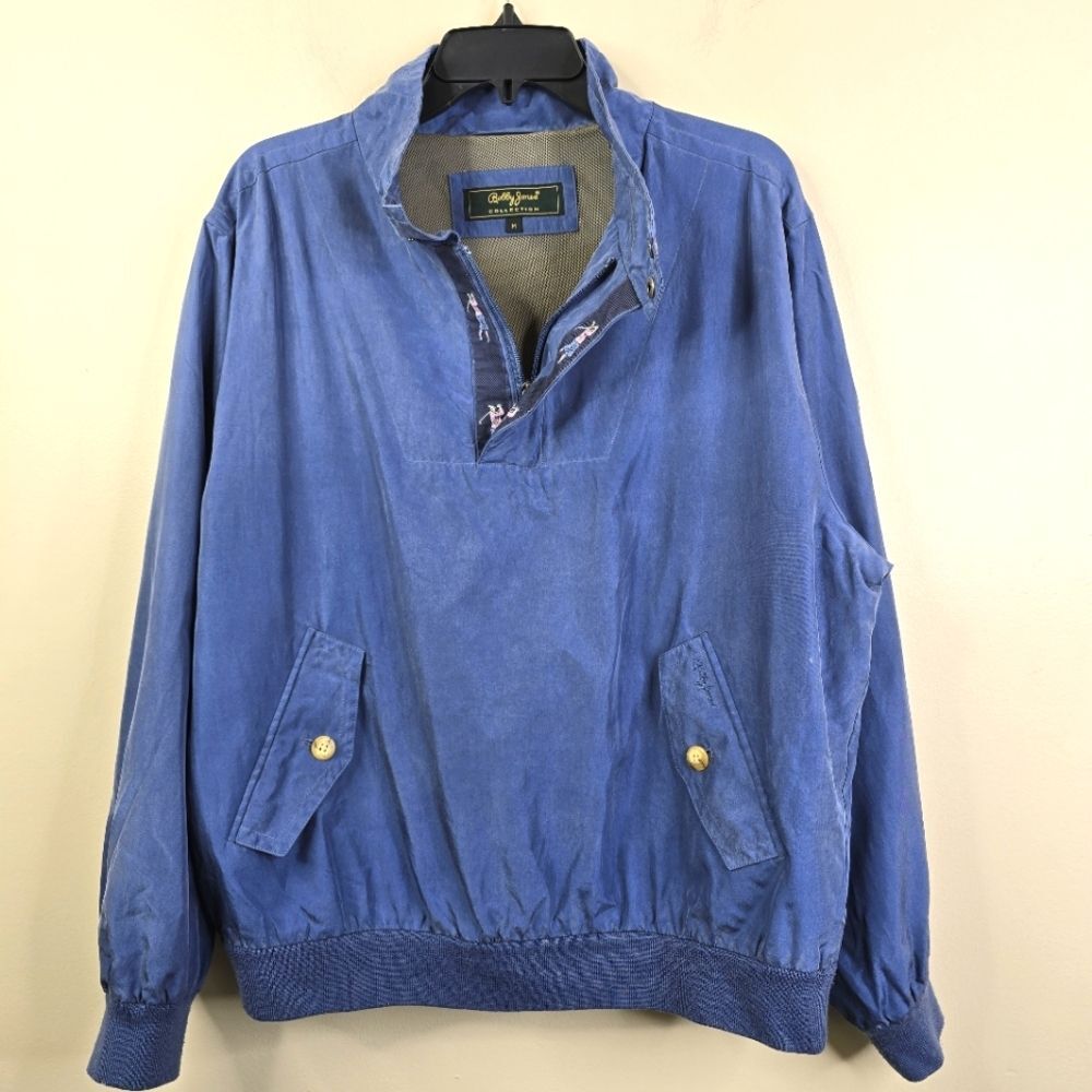 VTG Bobby Jones 1/4 Zip Snap Button Closure Silk Pullover Lightweight Jacket M